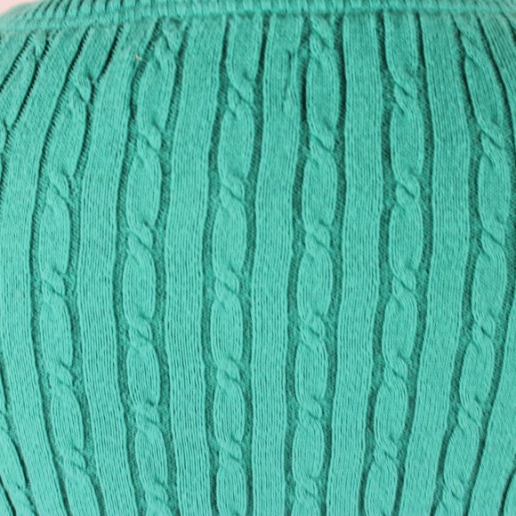CARIBBEAN JOE Knitted Sweater Woman Sizer XL Green Cable Knit Long Sleeve V Neck - Picture 7 of 10